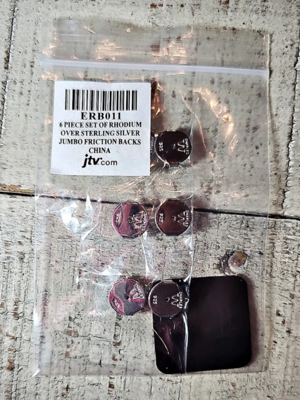 6 Piece Set of Rhodium Over Sterling Silver Jumbo Friction Backs Silver ✨️ NEW
